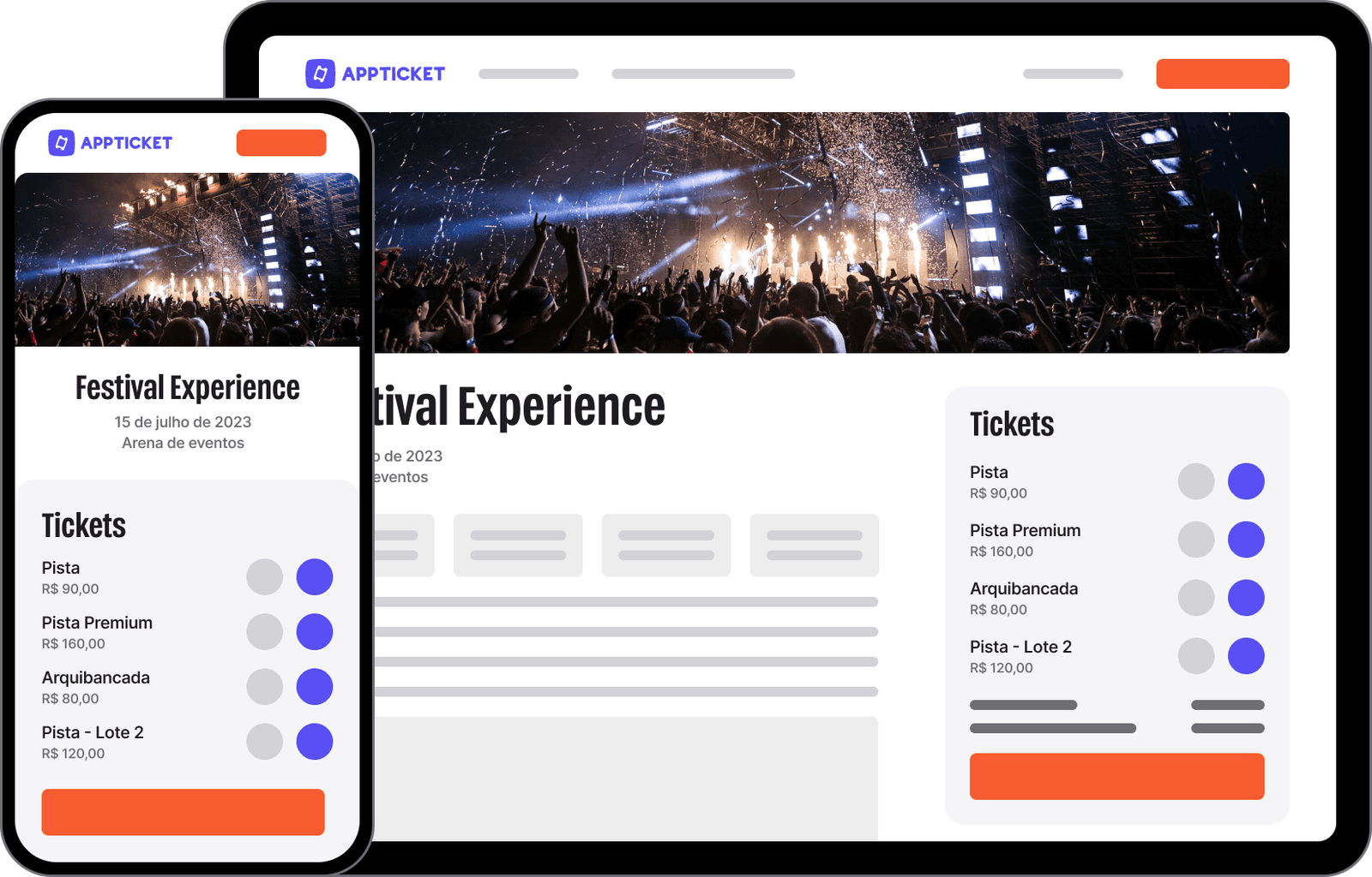 Produtor de eventos usando AppTicket